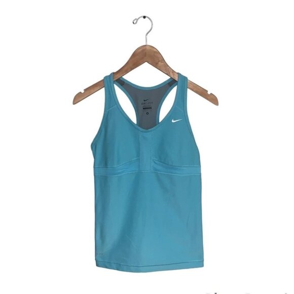 Nike Tank Top Built-in Sports Bra Lightly Padded Racerback Blue Women Size Small - Picture 1 of 7